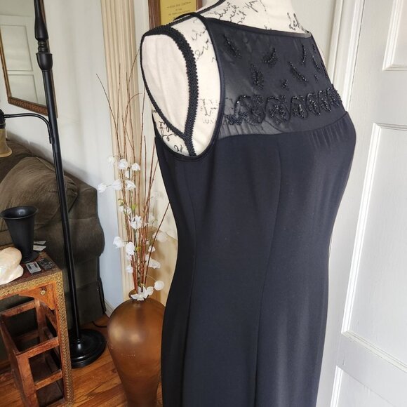 Jones New York Black Cocktail Dress with Embroidered Netting Sz 8 - Picture 4 of 8